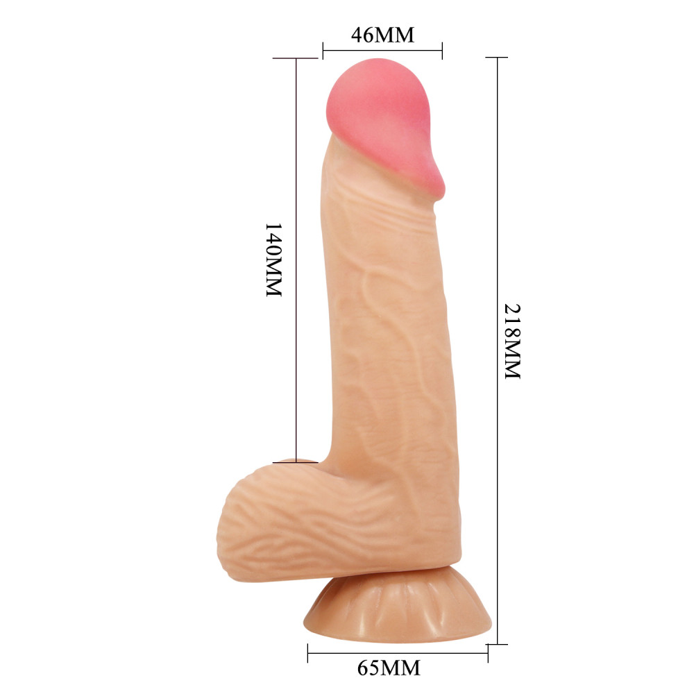 - Фалоімітатор на присосці, з хребтом та ефектом ковзної шкіри LyBaile - Sliding Skin 8,1'' Flesh, BW-008106NRG 9