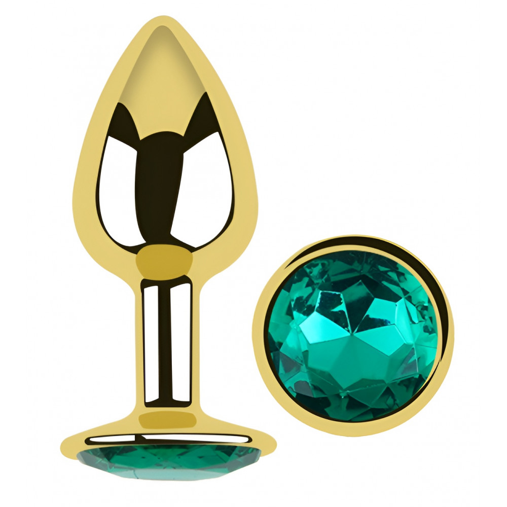 Анальные игрушки без вибрации - Анальная пробка с кристаллом EGZO - Gold Round Plug Marine size S 4
