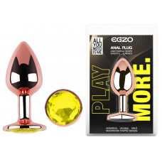 Анальна пробка з кристалом EGZO - Rose Gold Round Plug Lime size M