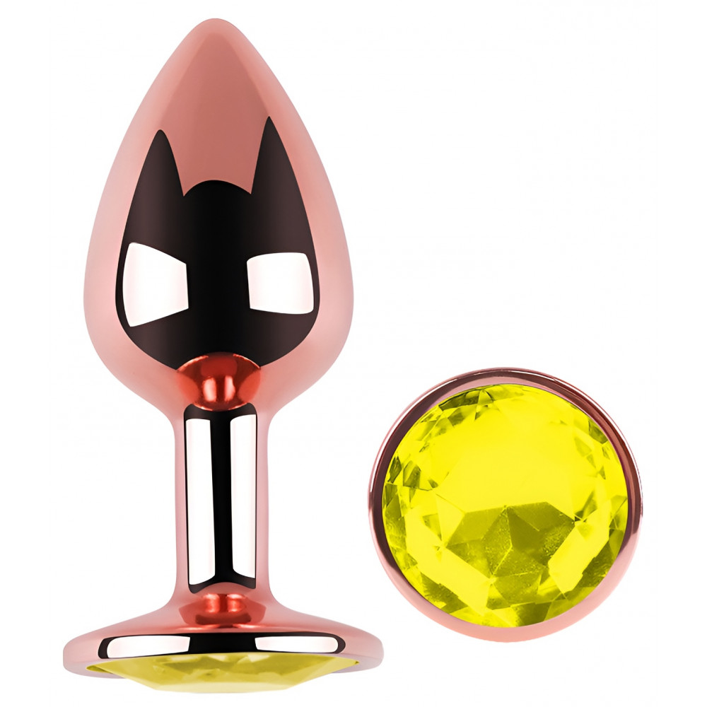 - Анальна пробка з кристалом EGZO - Rose Gold Round Plug Lime size M 1