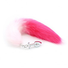 Анальная пробка из искусственного меха DS Fetish Anal plug faux fur fox tail pink/fushia polyeste