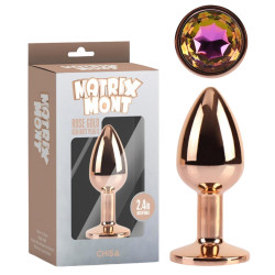 Анальная пробка золотая CHISA MATRIX MONT с разноцветным камнем, размер S