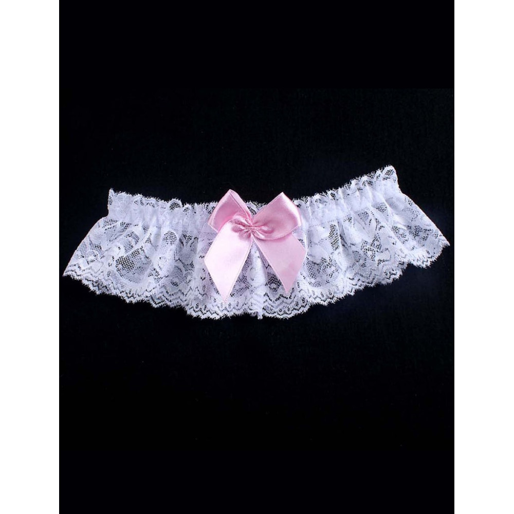 Різне - Білі підв'язки Star Night з рожевим бантом (без коробки) 2