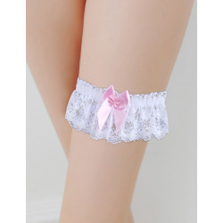 Белые подвязки Star Night с розовым бантом (без коробки)