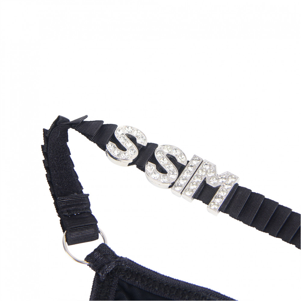 Різне - Чорні сексуальні трусики стрінги Star Night зі стразами, S 5