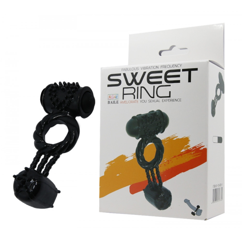 Різне - Ерекційне вібро кільце із стимулятором клітора BAILE Sweet Vibration Ring, BI-014080-1