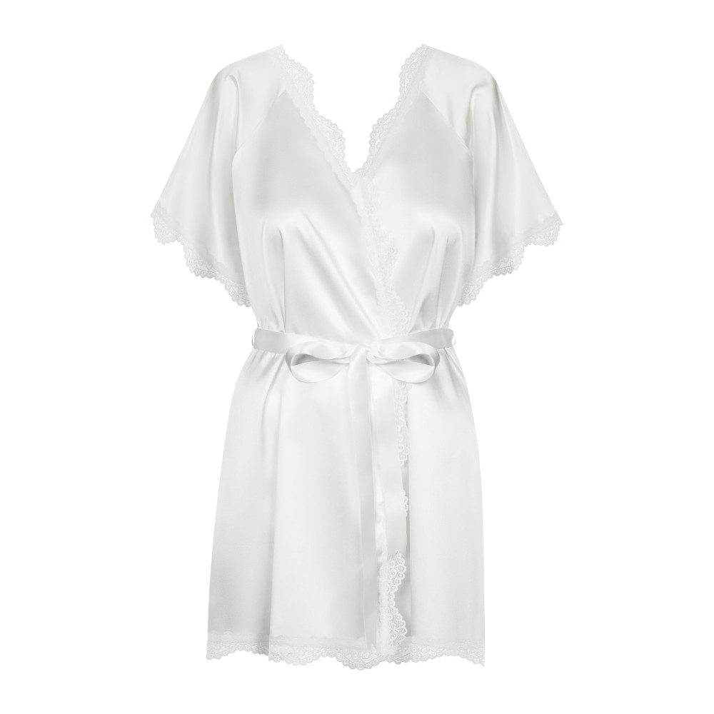 Разное - Халатик Obsessive Prima Neve, S/M с кружевом, белый 4