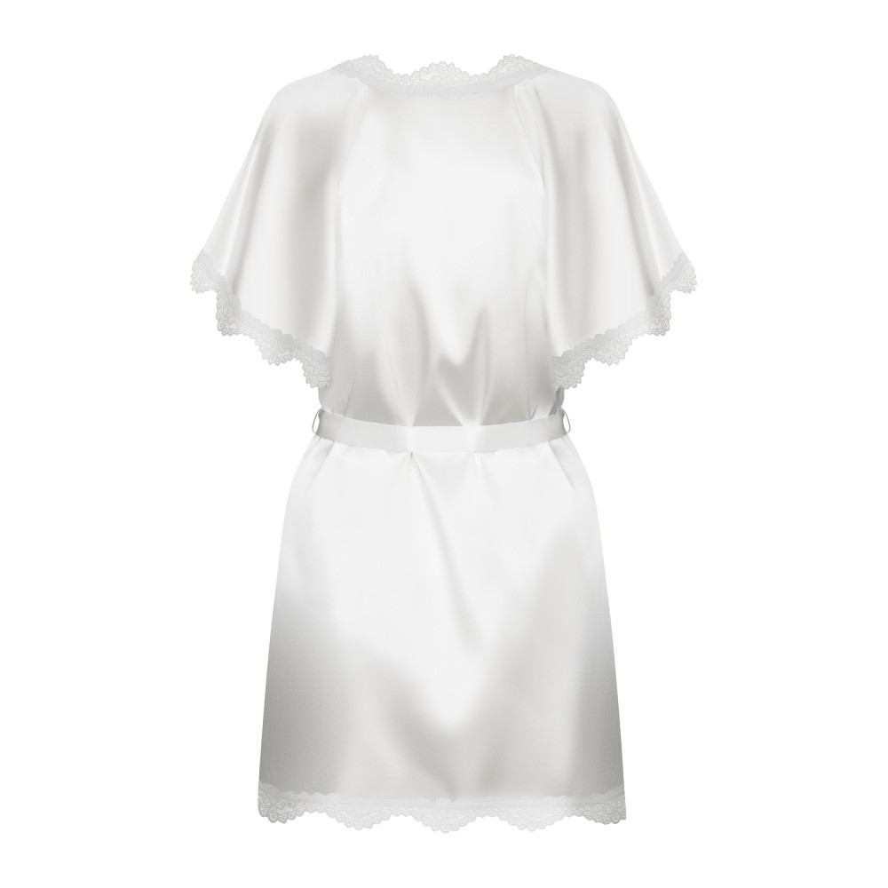 Разное - Халатик Obsessive Prima Neve, S/M с кружевом, белый 5