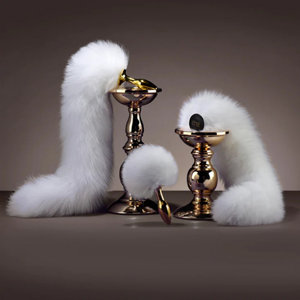 Різне - Хвіст на магнітній основі UPKO для Pet Play з лисиного хутра, білий 1