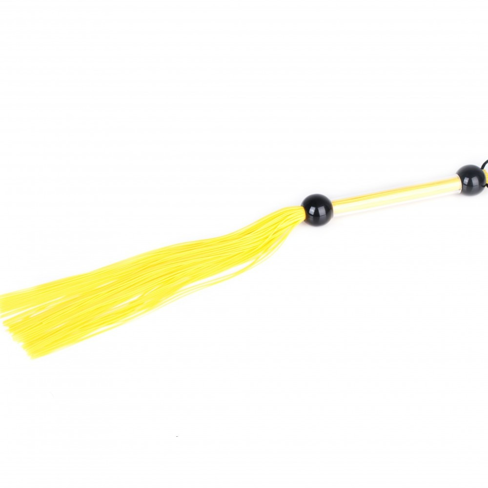 БДСМ игрушки - Кнут желтый 39 см прозрачная ручка 2 шарика FLOGGER DS Fetish