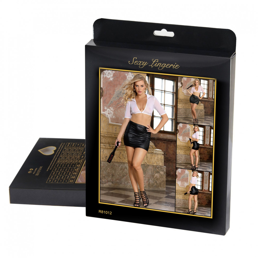 Різне - Костюм секретарки Star Night сорочка та спідниця, чорно-білий, XS-S 7