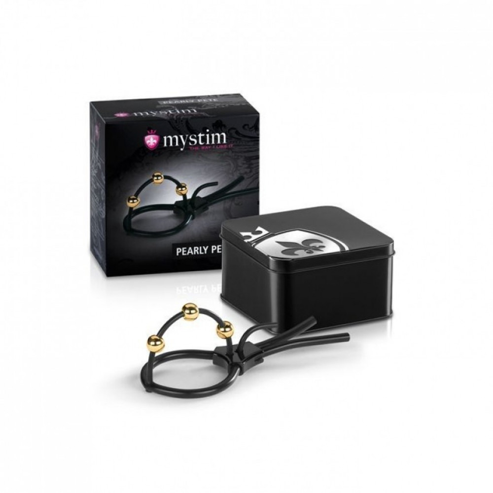Эрекционные кольца и насадки - Лассо на пенис для электростимуляции Mystim Pearly Pete, черный 3