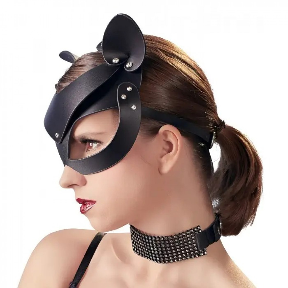 БДСМ игрушки - Маска кошечка Shiny cat Mask with studs 5