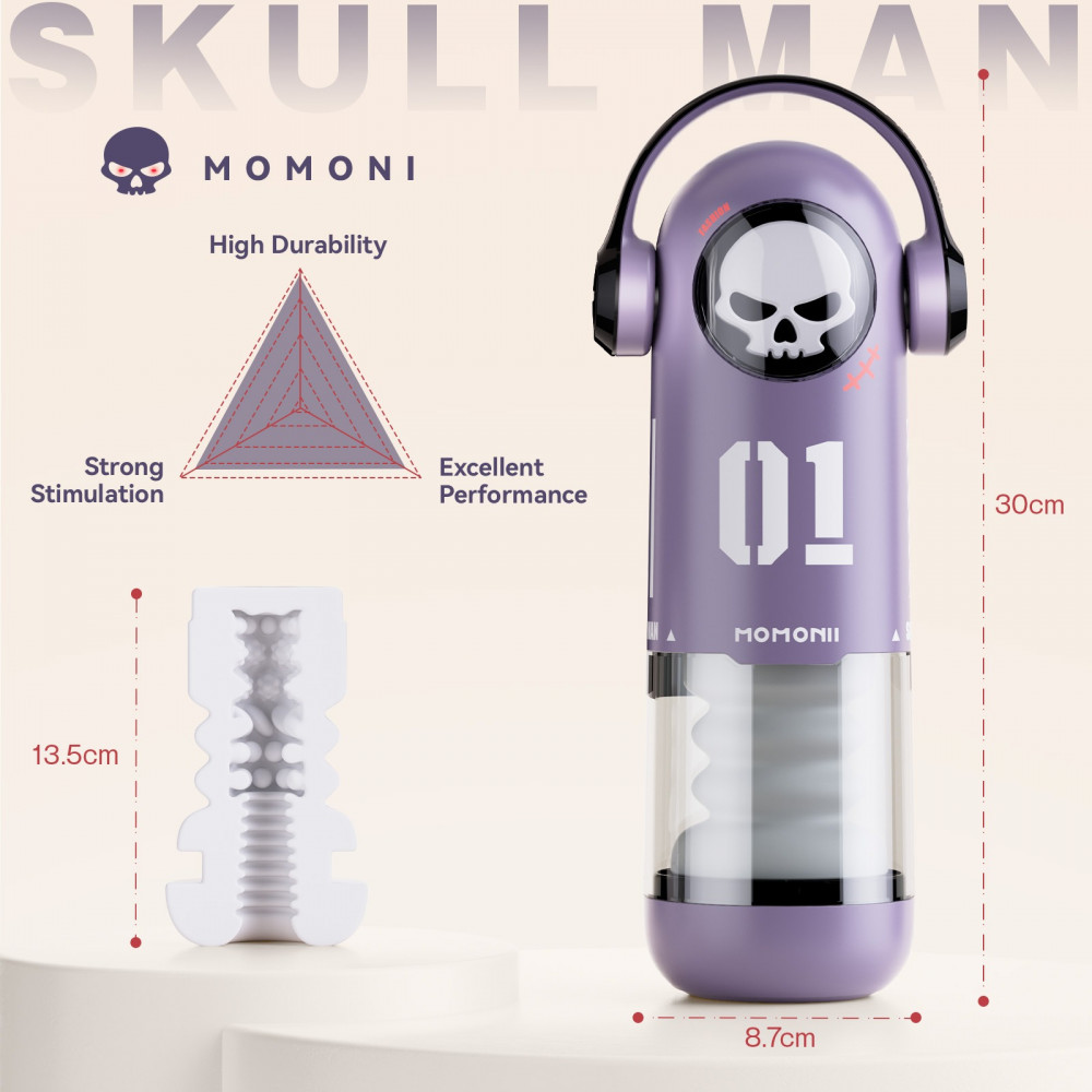 Мастурбаторы с вибрацией - Мастурбатор автоматический фрикционный BeYourLover SKULL MAN Momonii 01 с вибрацией и подогревом 6