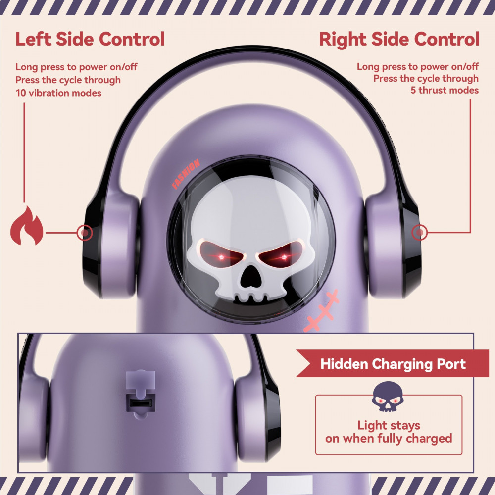 Мастурбаторы с вибрацией - Мастурбатор автоматический фрикционный BeYourLover SKULL MAN Momonii 01 с вибрацией и подогревом 5