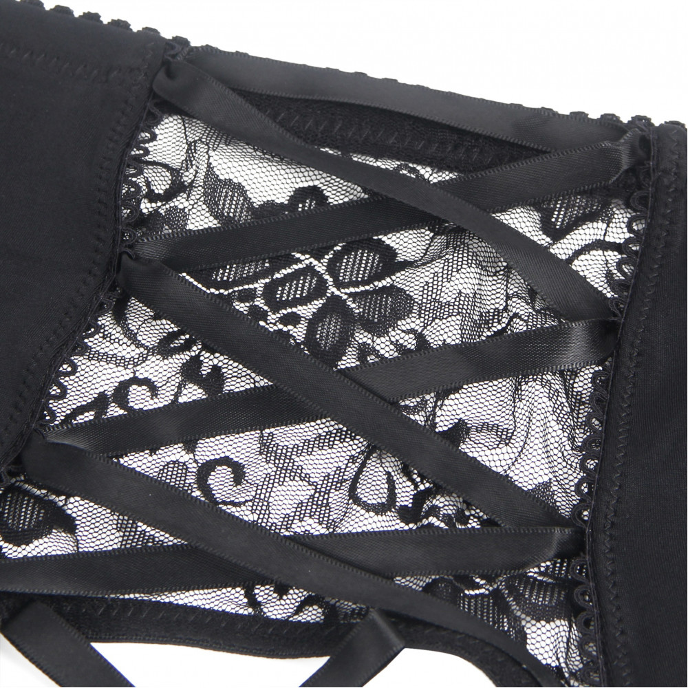 Різне - Чоловічий мереживний пояс з підв'язками Star Night чорний, L 10