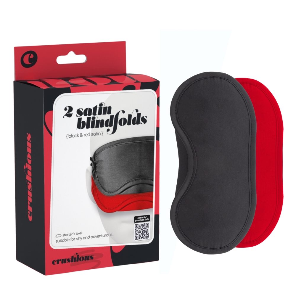 Пов'язки на очі, кляпи, затискачі - Набір з 2 масок для очей CRUSHIOUS, чорна і червона
