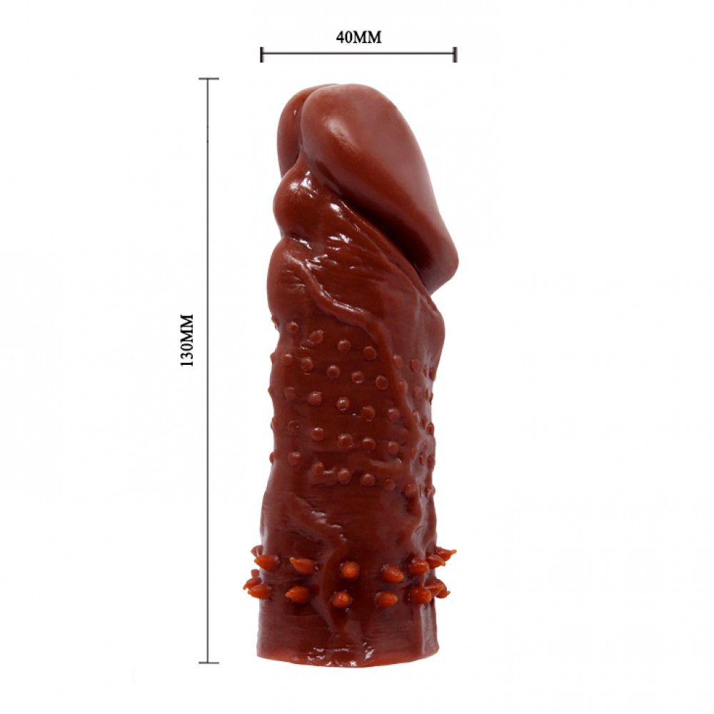 Эрекционные кольца и насадки на член - Насадка - презерватив BI-016002-0902S ( коричневая ) 1