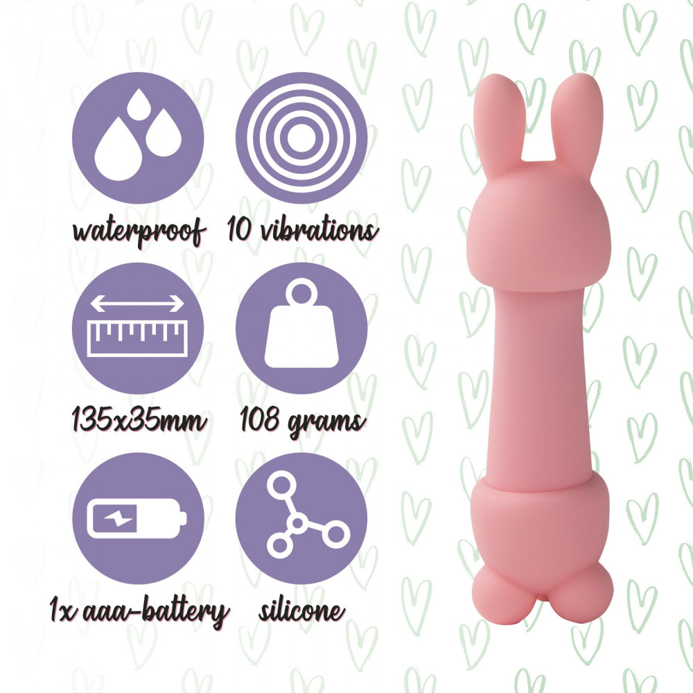 Клиторальный вибратор - Мини-вибратор FeelzToys Mister Bunny Pink с двумя насадками 2