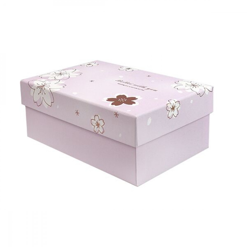  - Подарочная коробка с цветами розовая, S - 22.5х15.5х9 cм
