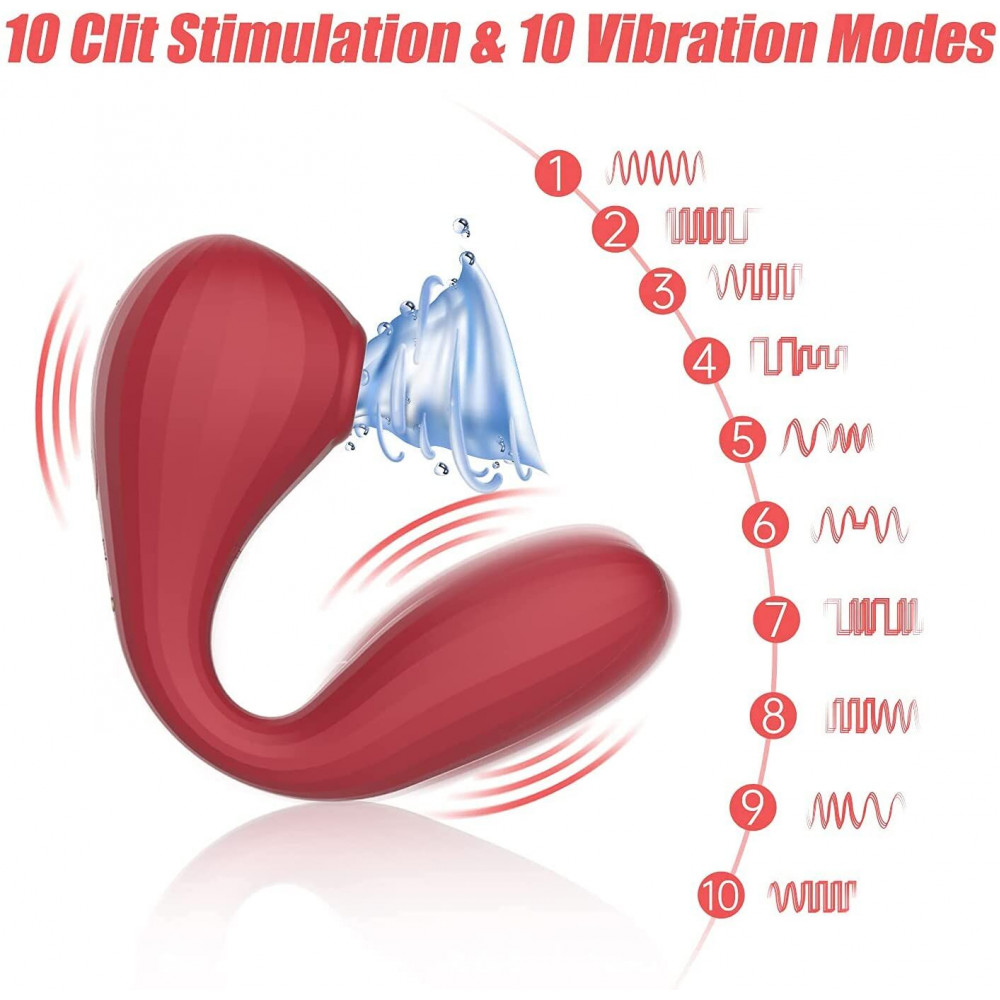 Вибраторы вакуумные - Вакуумный вагинально-клиторальный стимулятор Magic Motion Bobi Red, управление со смартфона 5