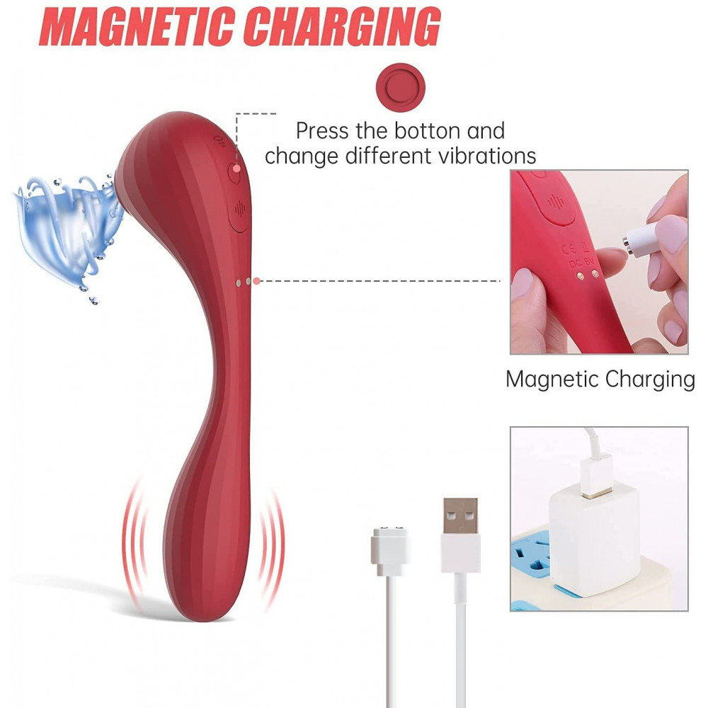 Вибраторы вакуумные - Вакуумный вагинально-клиторальный стимулятор Magic Motion Bobi Red, управление со смартфона 3