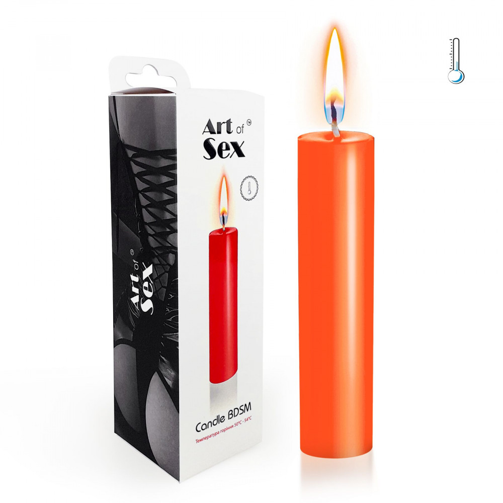 БДСМ аксессуары - Оранжевая свеча восковая Art of Sex size M 15 см низкотемпературная