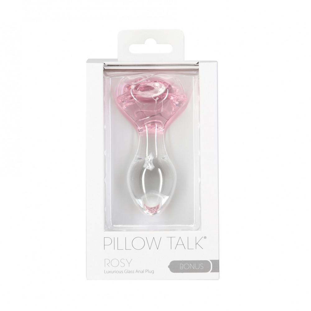 Анальная пробка - Стеклянная анальная пробка Pillow Talk Rosy Luxurious Glass Anal Plug, ⌀3,3 см, вибропуля в подарок 3