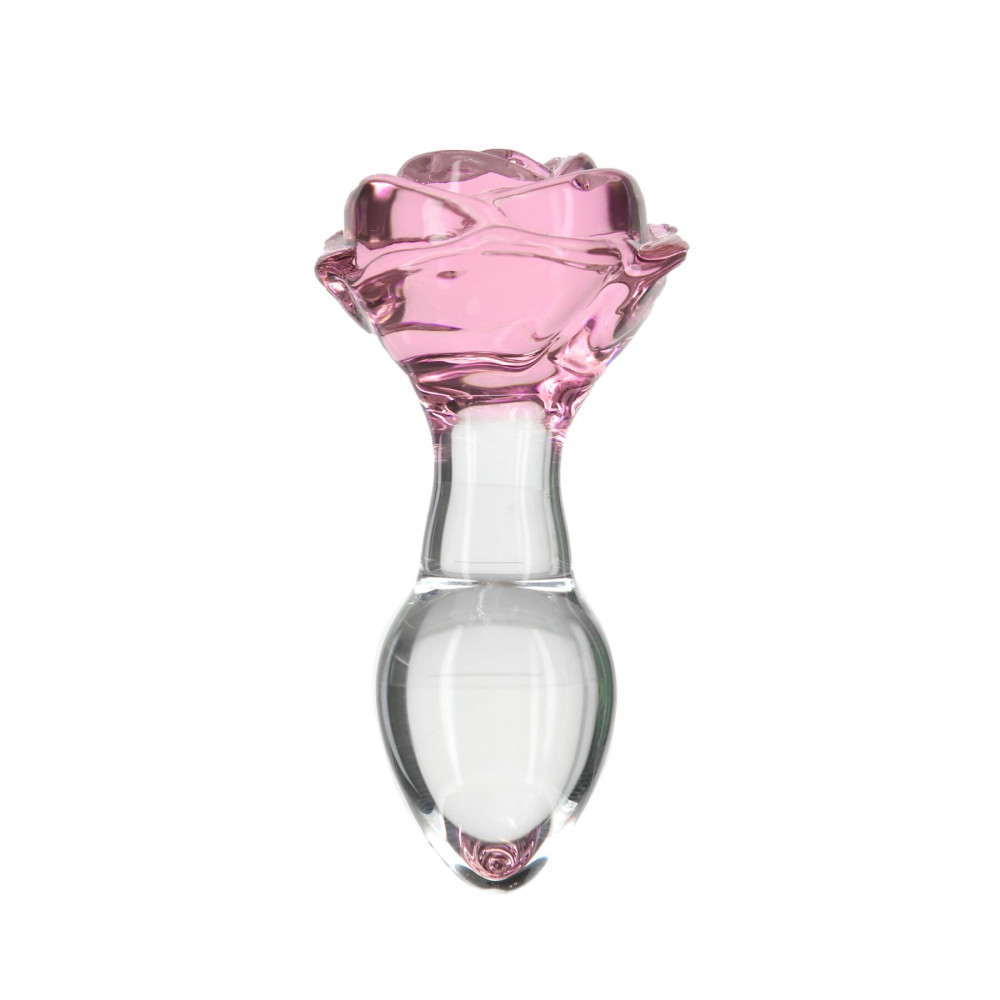 Анальная пробка - Стеклянная анальная пробка Pillow Talk Rosy Luxurious Glass Anal Plug, ⌀3,3 см, вибропуля в подарок