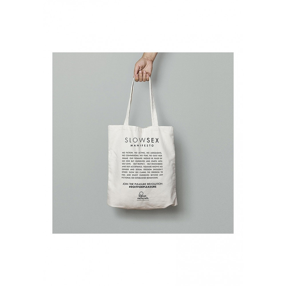  - Сумка-шопер тканинна Bijoux indiscrets SLOW SEX Tote Bag біла