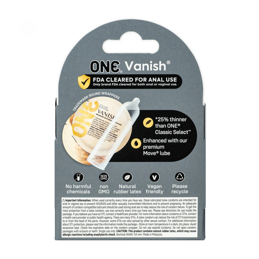 Презервативы - Презервативы ONE Vanish Hyperthin 3 шт, картонная коробка 1