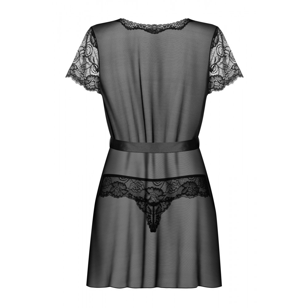 Эротические пеньюары и сорочки - Пеньюар Obsessive Alluria peignoir & thong L/XL 3