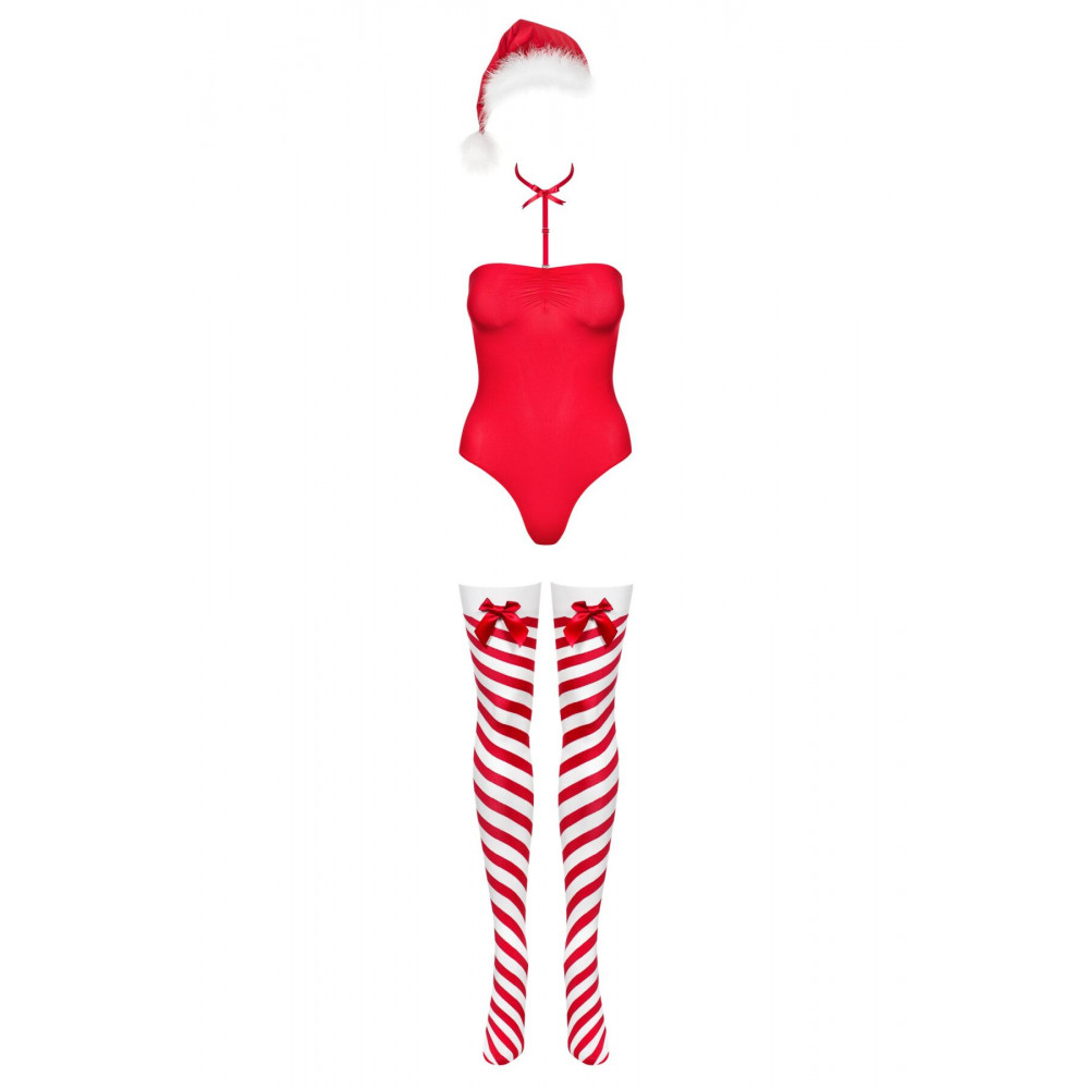 Эротическое боди - Боди Obsessive Kissmas teddy red S/M 2