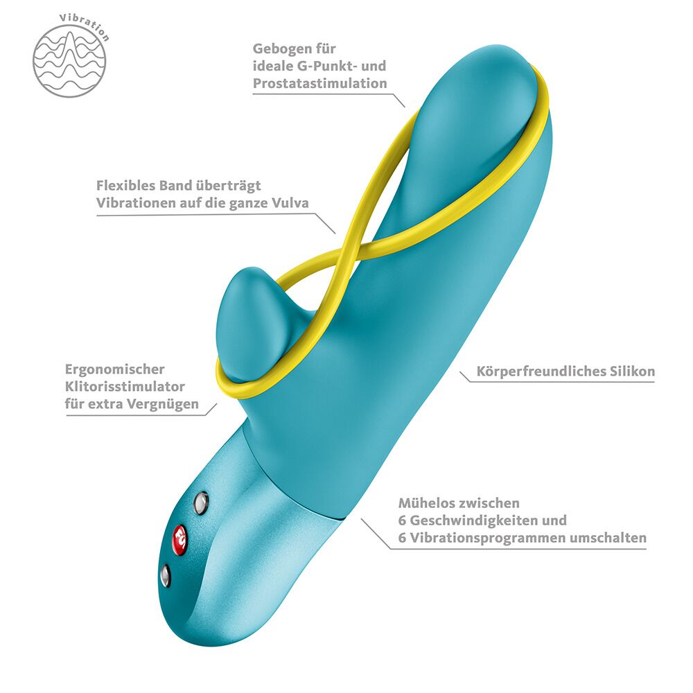 Вибратор-кролик - Мини вибратор-кролик со стимулирующей лентой Fun Factory AMORINO Aquamarine, лента съемная 4