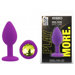 Силиконовая анальная пробка EGZO - Silicone Purple Round Plug Lime, size S