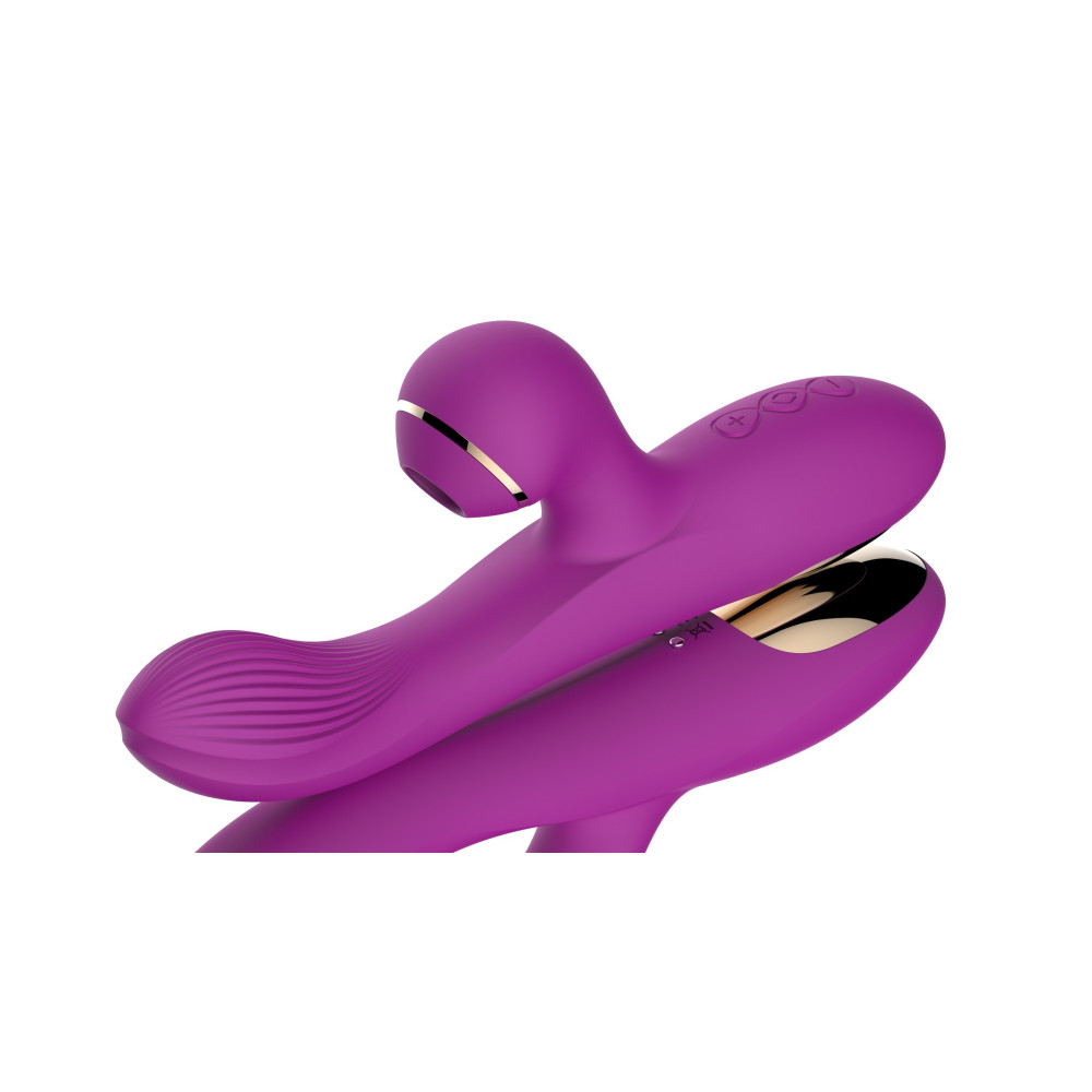 Вибратор-кролик - Вибратор-кролик с волновой стимуляцией клитора Air Pulsing Messenger, фиолетовый 3