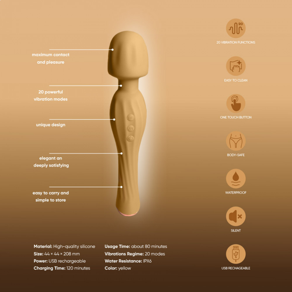 Для LGBTQ+ - Вібратор-мікрофон 28 режимів Sweet Em, жовтий 3