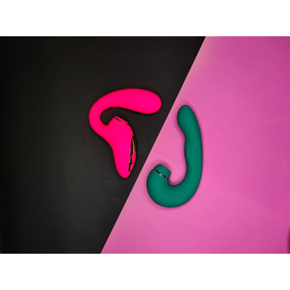 Разное - Вибратор двойной стимуляции Chisa Kissen Siren с вакуумом и вибрацией, зеленый 8