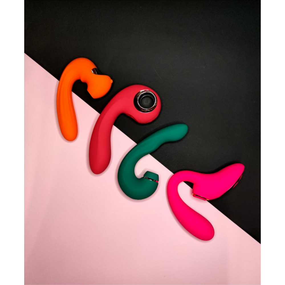 Разное - Вибратор двойной стимуляции Chisa Kissen Siren с вакуумом и вибрацией, зеленый 14