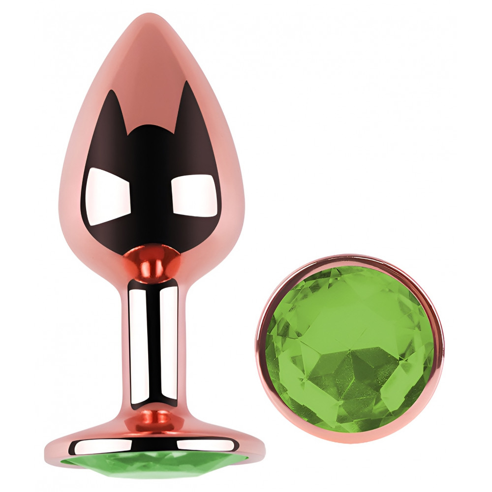  - Анальная пробка с кристаллом EGZO - Rose Gold Round Plug Green size M 1