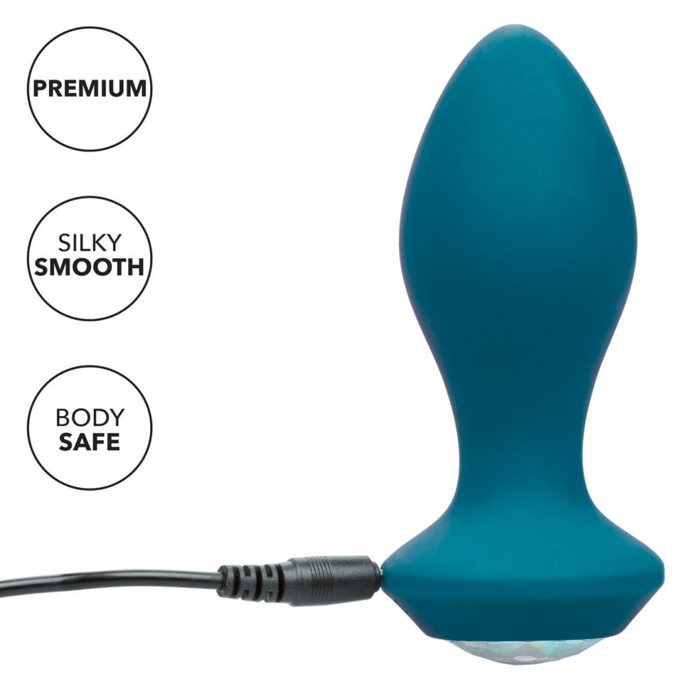 Секс игрушки - Анальная пробка с вибрацией Vibrating Crystal Probe Голубая California Exotic 4