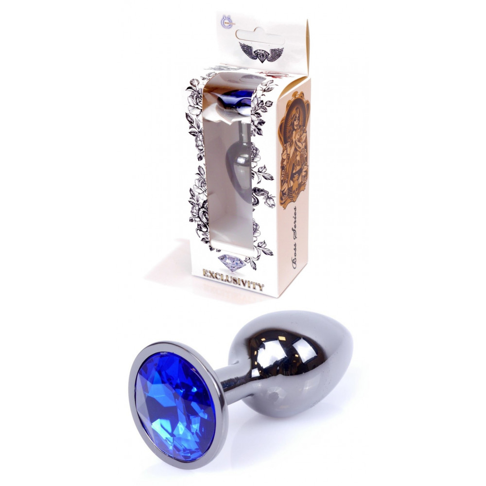 Анальные игрушки - Анальная пробка Boss Series - Jewellery Dark Silver PLUG Dark Blue S, BS6400032