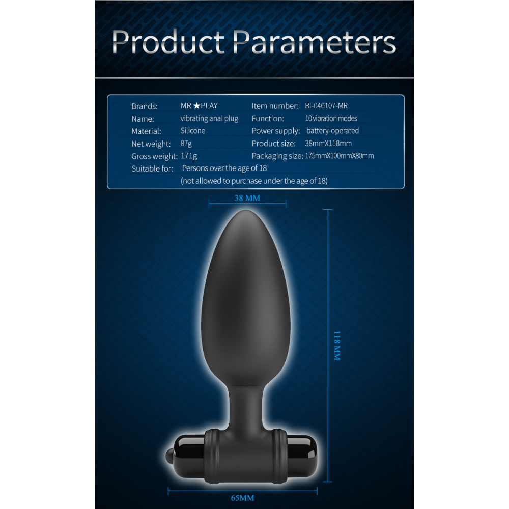  - Анальний стимулятор з вібрацією Mr. Play - Super Power Vibrating Anal Plug, BI-040107-MR 9