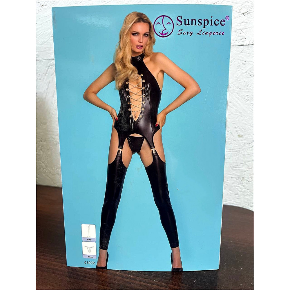 Різне - Комбінезон чорний з панчохами Sunspice та стрінги в комплекті, S/M 2