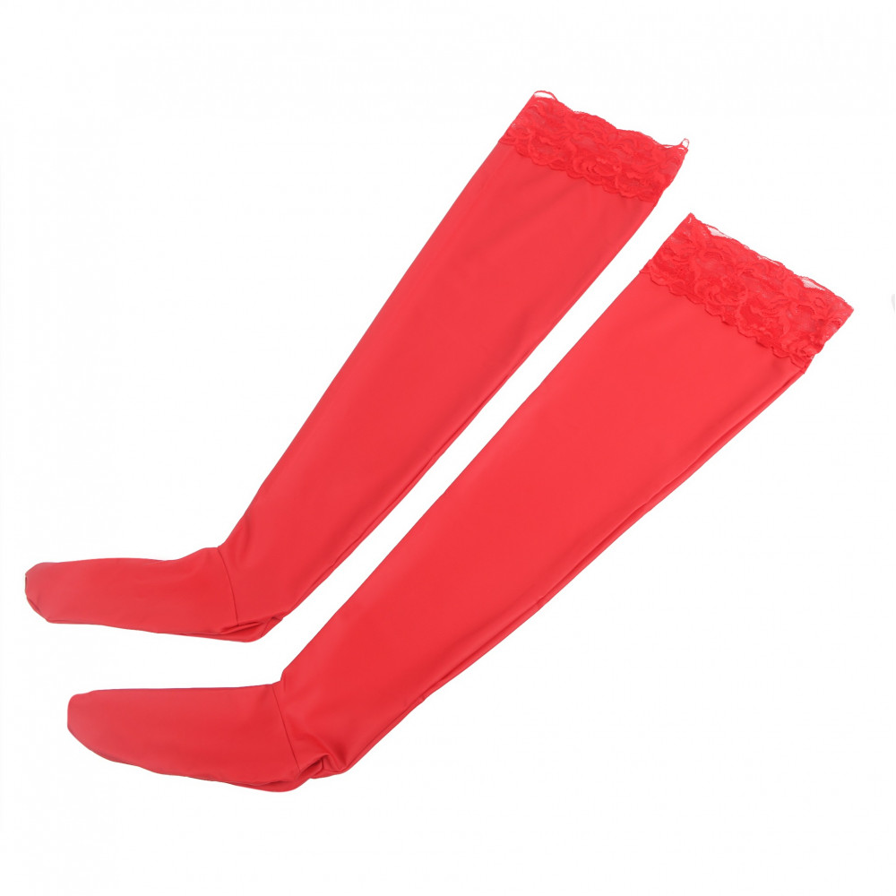 Різне - Панчохи еластичні Star Night з мереживною коронкою, червоні, XS-L 3