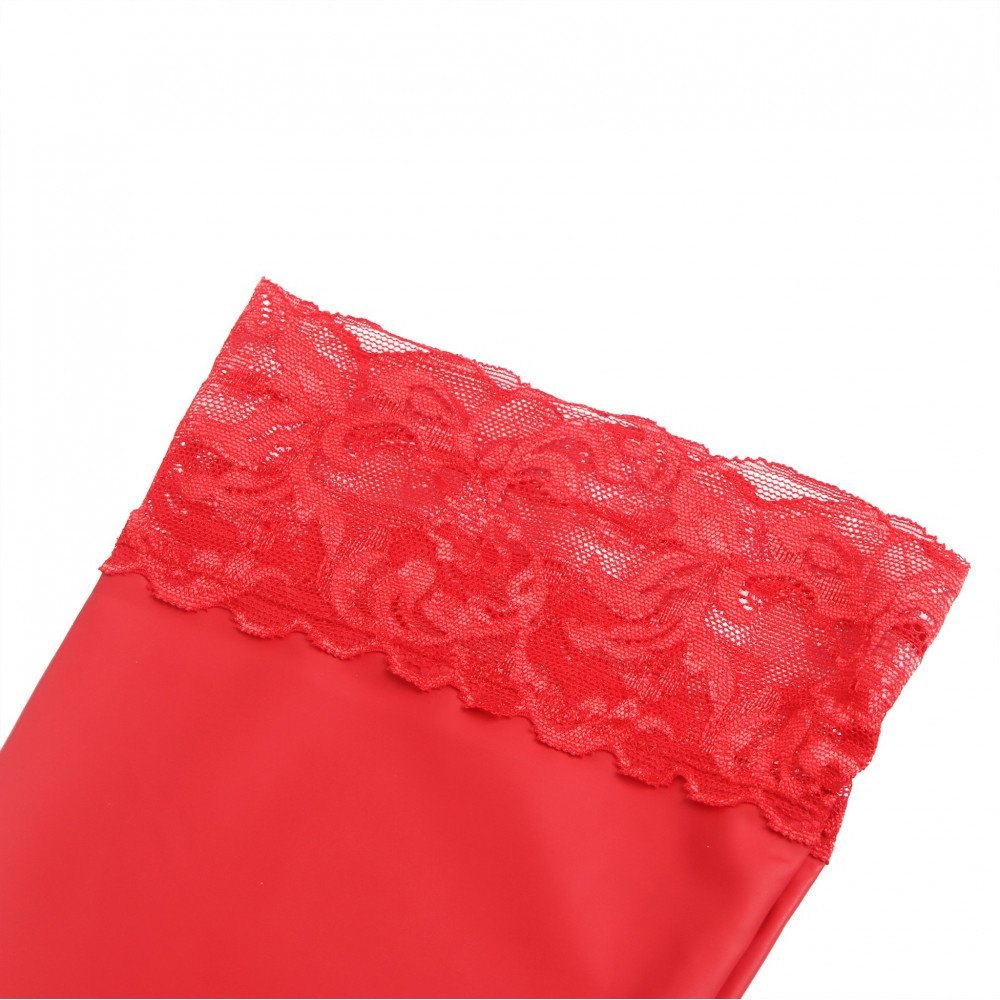 Різне - Панчохи еластичні Star Night з мереживною коронкою, червоні, XS-L 4