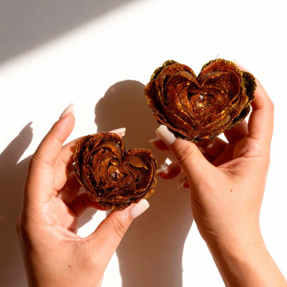 Різне - Свічка низькотемпературна у вигляді троянди з глітером GlowKink бордова, М 25