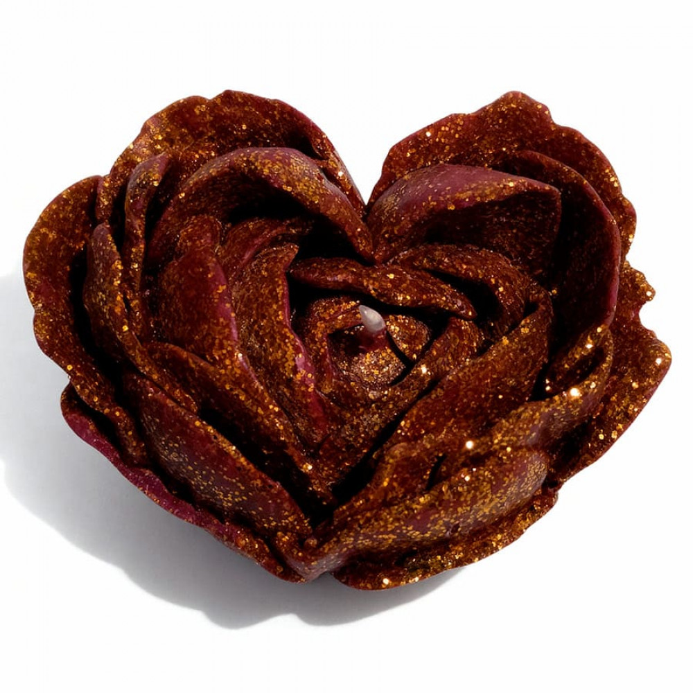 Різне - Свічка низькотемпературна у вигляді троянди з глітером GlowKink бордова, М 31