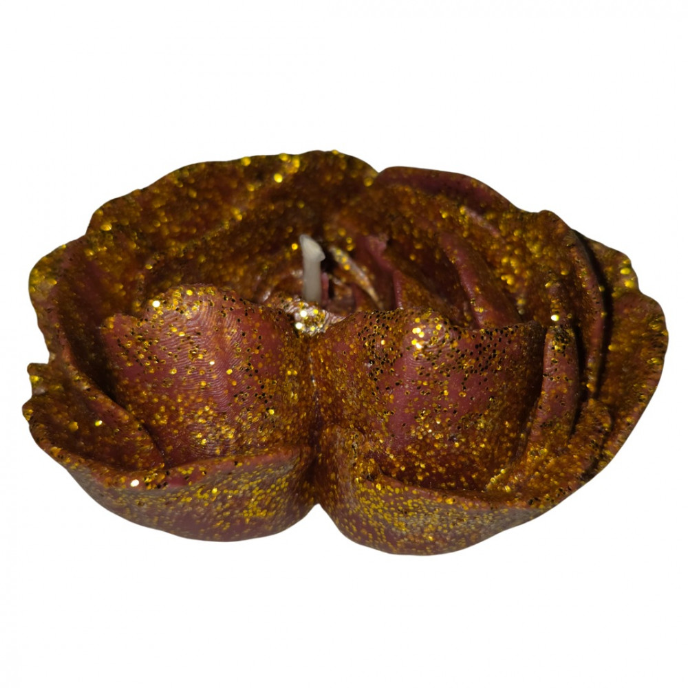 Різне - Свічка низькотемпературна у вигляді троянди з глітером GlowKink бордова, М 37