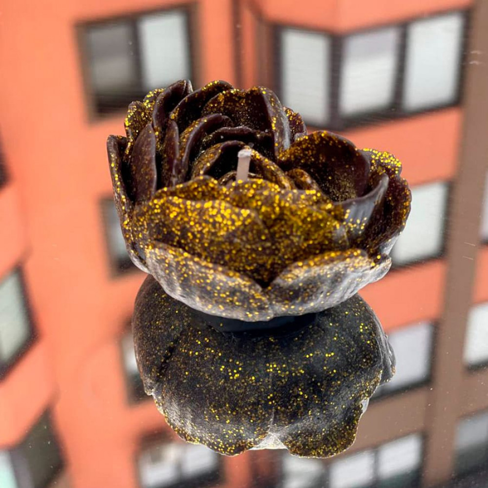 Різне - Свічка низькотемпературна у вигляді троянди з глітером GlowKink бордова, М 12